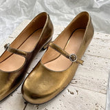 MQTIME  -  Gold Silver Ballet Flats for Women Round Toe Soft Sole Single Strap Flat Shoes Comfortable Lightweight Design