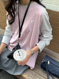 MQTIME  -  Y2K Patchwork Embroidery T-Shirt Women, Vintage Grunge Casual Loose Top, Harajuku Preppy Style