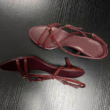 MQTIME  -  Spring/Summer New Retro High Heel Strap One Button Open Toed Sandals for Women