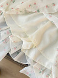  MQTIME  -  Summer Flower Print Folds Irregular Design High Waist A-LINE All Match Loose Skirts