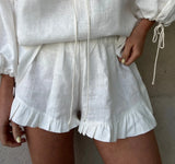 MQTIME  -  Casual Doll Collar Shirt Skirt Sets Women Cotton Linen Buttons Sleeveless Top Pleated A-line Mini Skirts 2025 Summer Lady Suit