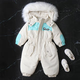 MQTIME  -30℃ Winter Infant Rompers Clothes New Kids Waterproof Hooded Girl Boy Overalls Ski Suit Baby Thick Warm Bodysuit Jacket