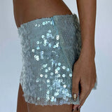 MQTIME  -  Women Sexy Temperament Wrap Hip Skirts New Autumn Elegant Hight Waist Short Skirt Spring Fashion Shiny Sequins Club Party Skirt