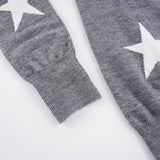 MQTIME  -  Autumn /Winter Lazy Style Contrasting Stars Slanted Shoulder Loose Sweater Spicy Girl T-shirt Off Shoulder Long Sleeved Warm Top
