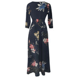 MQTIME  -  Women's Bohemian Button Down Floral Dress Summer Half Sleeve V Neck Midi Casual Dresses Beach Large Swing Women Boho Dress