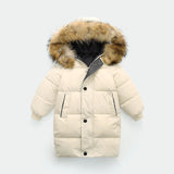 MQTIME  -  Large Fur Collar Kids Coats Boys Girls Thickened Down Jacket Children Winter Outerwear Teenager Hooded Casual Clothing 2-10Y