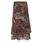 MQTIME  -  American Vintage Ethnic Print High Waist A-LINE Slim Ruffles Women's Skirts
