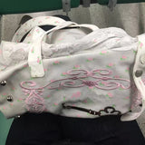 MQTIME  -  Large Capacity Bag Women's Handheld Fitness Bag Short Trip Luggage Bag Universal Airplane Bag Nylon Embroidered Shoulder Bag