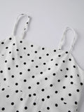 MQTIME  -  Women's Summer Slip Dress Dot Print Sleeveless Spaghetti Strap Backless Long A Line Dress with Pockets