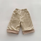 MQTIME  -  New autumn baby clothing for 0-3 years old, plaid stitching straight trousers, apricot corduroy trousers
