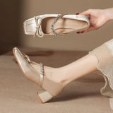 MQTIME  -  Fashion New Autumn High Heels Women's Summer Thick Heel Single Shoes Square Head Butterfly Women's Shoes