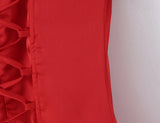 MQTIME  -  Sexy Women Satin Fold Chest Pad Bra Slash Shoulder Dress Corse Boning Low Waist Cross Lacing Up Back Ball Gown BUD Dresses Robe