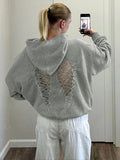 MQTIME  -  Backless Hooded Pullover Woman Wings Lace Autumn Trend Full Sleeve Skinny Stretch Hot Girls High Street Fashion Tops