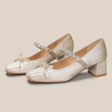 MQTIME  -  Fashion New Autumn High Heels Women's Summer Thick Heel Single Shoes Square Head Butterfly Women's Shoes