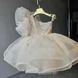 MQTIME  -  Baby Girl Princess Floral Sequins Dress Off Shoulder Infant Toddler Child Tulle Vestido Party Wedding Pageant Baby Clothes 1-12Y