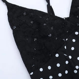 MQTIME  -  Polka-Dot Print Spaghetti-Strap Dress Women Summer Hot Girl V-Neck Backless Waist-Cinching Mini Dress Female Party Dress