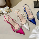 MQTIME  -  2024 Summer New Women Fashion Sexy Rhinestone High Heels Pointed Crystal Heel Women's Designer Sandals Pumps Female Shoes