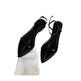 MQTIME  -  New Temperament Wedge Heel Pointed Personalized High Heels One-word Thin Strap Open-toe Buckle Sandals Women