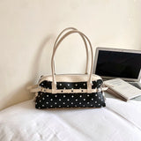  MQTIME  -  Korean Style Polka Dot Small PU Leather Top Handle Bag Ladies Contrast Color Shoulder Crossbody Bags New Trend Handbag