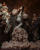 MQTIME  -  Mermaid Prom Dress Sweetheart Detachable sleeves Pregnancy Photography Props  Fitted Ruched Customized Maternity Dress For Photo