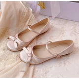  MQTIME  -  Fashion Satin Bowknot Mary Janes Women Ballet Flats Spring Autumn Comfortable Shallow Strap Buckle Lolita Girls Dance Shoes