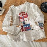 MQTIME  -  Boys T-shirt Autumn and Winter New Childrens Clothes Korean Boys and Girls Cartoon Splash Some Personality Printed T-shirts