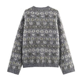  MQTIME  -  Women's Soft Knitted Pullover Women Fashion Long Sleeve Vintage Jacquard Sweater New Casual Loose Knitwear Tops ﻿ ﻿