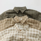 MQTIME  -  Korean Style Summer Baby Boys Plaid Outfits Cotton Linen Shirts Shorts 2pcs Toddlers Kids Casual Thin Sets