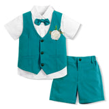 MQTIME  -  Gentleman Wedding Flower Boys Clothes 1 2 3 4 5 6Y Baby Summer Corsage Vest Formal Cotton Outfit Kids Solid Birthday Costume
