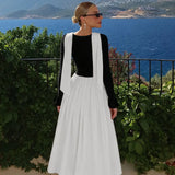 MQTIME  -  Fashion Autumn and Winter New Women's Fashion Contrast Sexy U-neck Long Sleeves Waist Big Swing Dress for Women