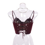 MQTIME  -  Fall New Sexy Tank Top for Women Streetwear Product Irregular Back Strap PU Leather Chest Strap Solid Color Slim Fit Vest