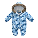MQTIME  -30℃ Winter Infant Rompers Clothes New Kids Waterproof Hooded Girl Boy Overalls Ski Suit Baby Thick Warm Bodysuit Jacket