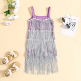 MQTIME  -  1-6Y Toddler Kids Girl Fashion Tassel Dress Summer Sleeveless Sequined High Waist Straight Sundress