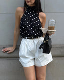 MQTIME  -  Polka Dot Sleeveless Backless Women Halter Top for Spring Summer Y2K Sexy High Street Hotgirl Slim Tops Fashion Party Vests
