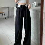 MQTIME  -  Casual Outings Daily Commuting High Waist Pants Loose Fit Pants Loose Fit Pants Slightly Elastic Solid Color Design