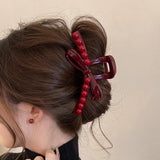 MQTIME  -  Fall-Winter New Arrival Hair Accessories Large Anchor Red Hair Claw High-end Chrismas Red Claw Clip Butterfly Claw Clip