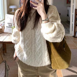 MQTIME  -  Women Knitting Sweater New Soft Knit Sweater Women's Retro Thickened Oversized Lazy Style Slim Fit Knit Top