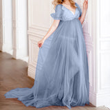 Mqtime Maternity Clothes Breast Feeding Dress Supplier Maternity Dress Women Mesh Sleeve Lace Wedding Dress Dress Wedding Casual Dress