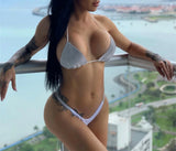 MQTIME  -  Sexy Solid Hot Stamping Lace Up Bikinis Women Split Swimsuit Beach Bikini New All Season Backless Bikinis 2 Piece Set