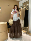  MQTIME  -  Summer Vacation Vintage Embroidery Crochet Solid V Neck Short Sleeve Women Blouse