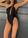MQTIME  -  Sexy One Shoulder High Waist One Piece Swimsuit Women Beach Backless Swimsuit New All Season Solid One Piece Swimsuit