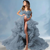 MQTIME  -  Puffy Ruffles Tulle Maternity Dresses for Photoshoot Gowns Baby Shower Dress Bridal Lingerie Robe vestidos para embarazadas