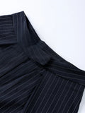  MQTIME  -  High Waist Striped Wide-Leg Pants For Woman Loose Irregular Floor-Length Trousers Single Bitton Pockets Fashion Casual Clothes
