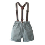 MQTIME  -  3Piece Sets Summer Baby Boy Clothes Fashion Flowers Gentleman Tie Short Sleeve Tops+Shorts+Straps Boutique Kids Clothing