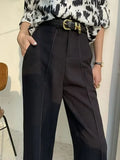 MQTIME  -  Korean Fashion Straight Trousers Women High Waist Solid Women's Summer Pants High Street Suit Pants Female Loose Wide Leg Pants