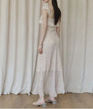 MQTIME  -  French Style Vintage Polka Dot Long Dress Summer Stylish Lace Patchwork Female Clothing Flying Sleeve Elegant Bag Hip Dresses