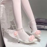 MQTIME  -  Elegant woman heeled shoes pink wedding bridal heels for ladies rose Lolita cosplay heels y2k cutecore dress shoes