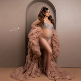 MQTIME  -  Maternity Photography Sexy Goddess V Neck Rhinestones Pearls Luxurious Stretch Jumpsuits Dress For Photo Shoot Props