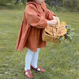  MQTIME  -  Autumn Girls Doll Collar Cotton Linen Dress New Chic Retro Loose Long-Sleeved Baby Girl Casual Party Dresses