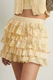 MQTIME  -  Spring and summer new printed heavy industry lace shirt A-shaped big pendulum vacation cake skirt